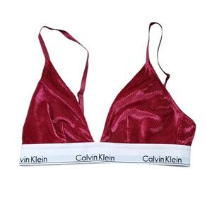 Calvin Klein Ribbed Shimmery Maroon Bra